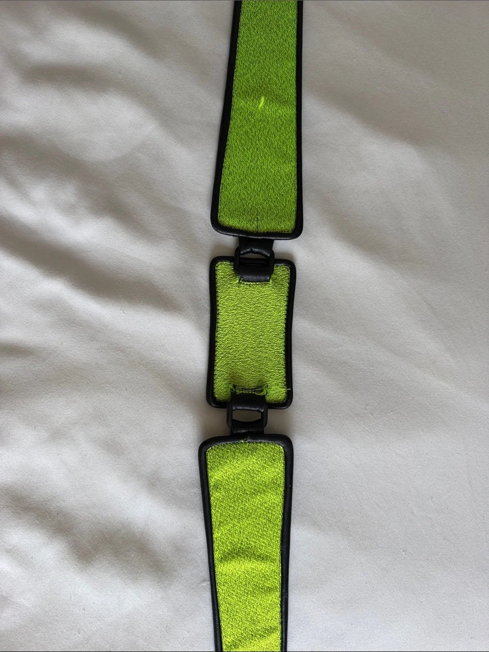 Mayle Black Leather Belt with Lime Green Fabric Inlay